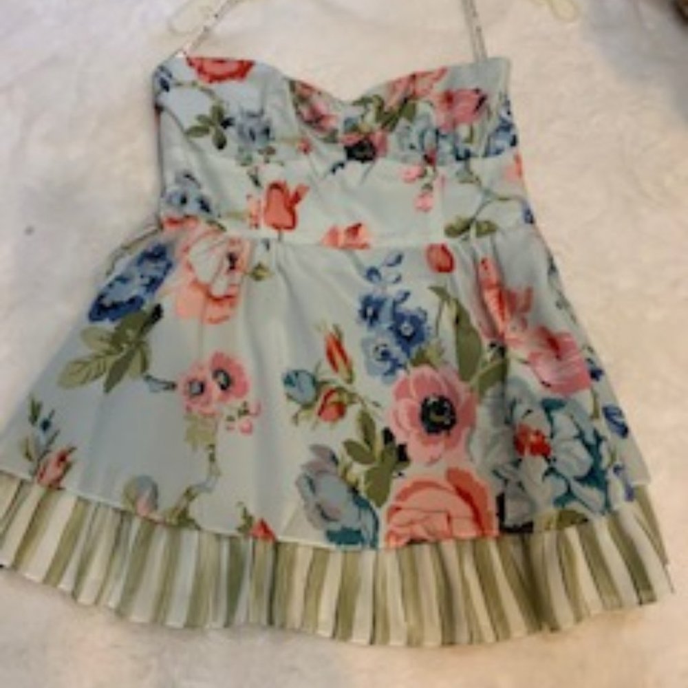 Nanette Lepore Silk Floral Strapless Top 6